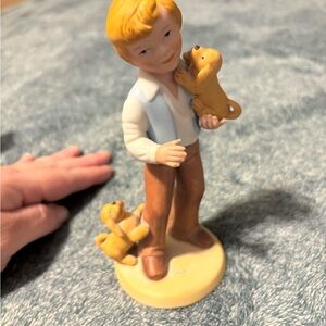 Charming Boy with Puppies Figurine